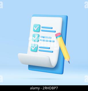 3d paper clipboard task management todo check list Stock Vector