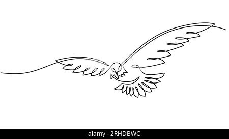One single line of eagle isolated on white background. Stock Vector
