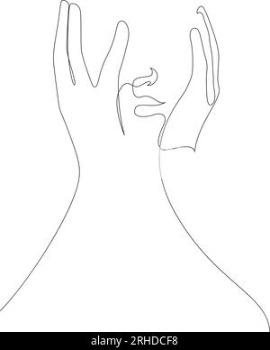 Continuous one line drawing of shocked young woman covering her face with hands. Vector illustration Stock Vector