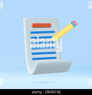 3d Copywriting, writing icon. Document concept Stock Vector