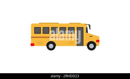Yellow school bus isolated on white background. Stock Vector