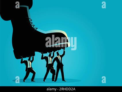 Business concept vector illustration of businessmen trampled by army boots Stock Vector