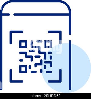 Scanning qr-code with smartphone app. Information links or payment. Pixel perfect icons set Stock Vector
