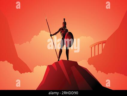 Greek god and goddess vector illustration series, Athena the goddess of wisdom, civilization, warfare, strength, strategy, female arts, crafts, justic Stock Vector