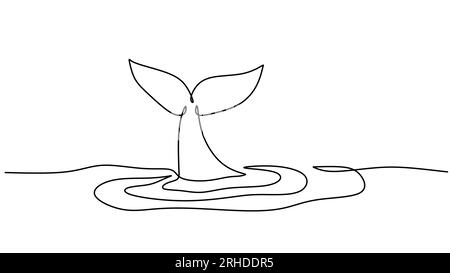Continuous line drawing of whale tail. Minimalism art Stock Vector ...