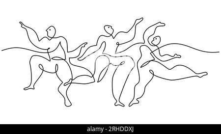 One continuous single line drawing of dancing people picasso. Stock Vector
