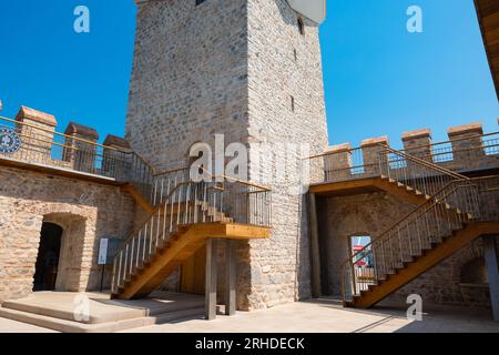 Stairs of Maiden's Tower aka Kiz Kulesi. Visit istanbul background photo. Istanbul Turkiye - 7.11.2023 Stock Photo