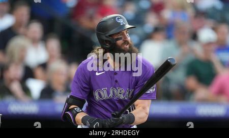 Colorado Rockies' Charlie Blackmon in action during the first baseball game  of a doubleheader against the Washington Nationals, Saturday, May 28, 2022,  in Washington. (AP Photo/Nick Wass Stock Photo - Alamy