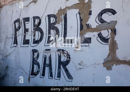 A sign for Pebbles bar in Watchet, Somerset Stock Photo