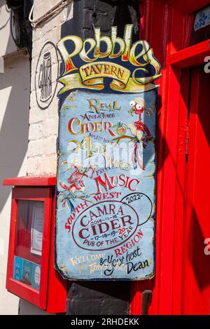 A sign for Pebbles Tavern in Watchet Stock Photo