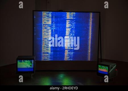 Installation view of VERTIGO: A solo exhibition by Nye Thompson at East Quay in Watchet Stock Photo
