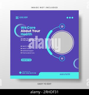 Medical agency social media post template. Stock Vector