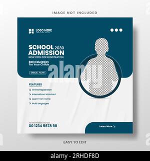 School admission and Back to school social media post template. Stock Vector