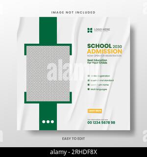School admission and Back to school social media post template. Stock Vector