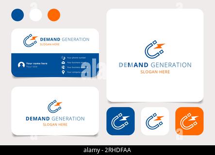 Demand generation logo design with editable slogan. Branding book and business card template. Stock Vector