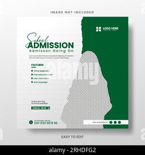 School admission and Back to school social media post template. Stock Vector