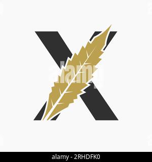 Letter X Cannabis Logo Concept With Marijuana Leaf Icon Stock Vector