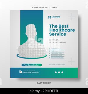 Medical agency social media post template. Stock Vector