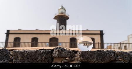 Light, Photo, Crystal Ball photography in Fuerteventura showing upside down images on historic sites Stock Photo