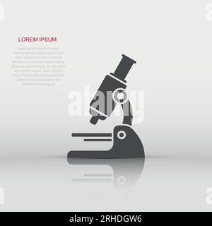Microscope icon in flat style. Laboratory magnifier vector illustration on isolated background. Biology instrument sign business concept. Stock Vector