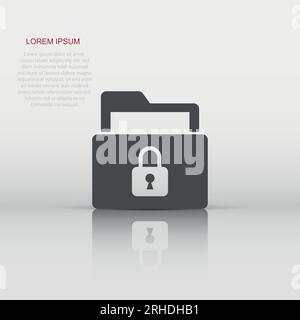 Files folder permission icon in flat style. Document access vector illustration on isolated background. Secret archive sign business concept. Stock Vector