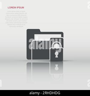 Files folder permission icon in flat style. Document access vector illustration on isolated background. Secret archive sign business concept. Stock Vector