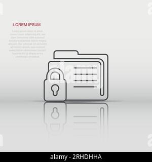 Files folder permission icon in flat style. Document access vector illustration on isolated background. Secret archive sign business concept. Stock Vector