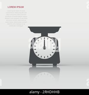 Bathroom weight scale icon in flat style. Mass measurement vector illustration on isolated background. Overweight sign business concept. Stock Vector