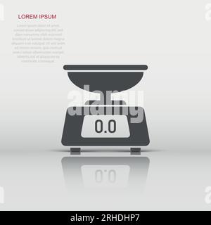 Bathroom weight scale icon in flat style. Mass measurement vector illustration on isolated background. Overweight sign business concept. Stock Vector