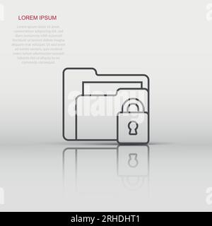Files folder permission icon in flat style. Document access vector illustration on isolated background. Secret archive sign business concept. Stock Vector