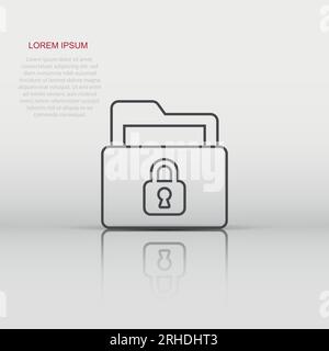 Files folder permission icon in flat style. Document access vector illustration on isolated background. Secret archive sign business concept. Stock Vector