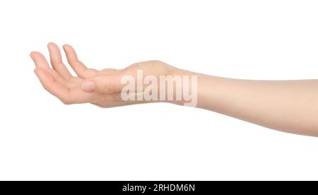 Hand shows virtual holding something isolated on a transparent ...