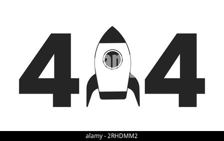 Rocket black white error 404 flash message Stock Vector