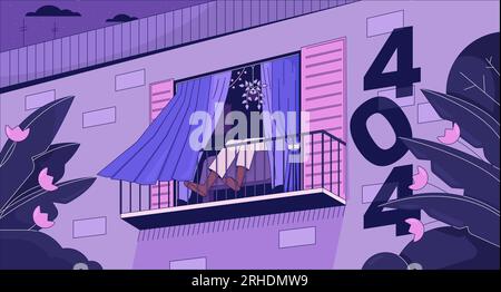 City view from window error 404 flash message Stock Vector