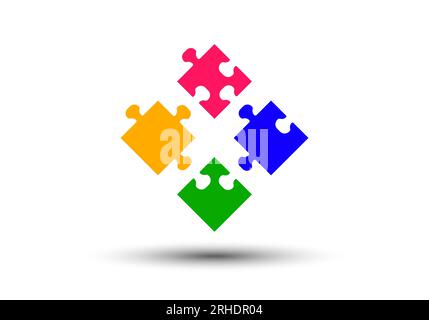 Puzzle pieces vector illustration isolated on white background. Puzzle pieces vector set. Separate puzzle pieces. Stock Vector