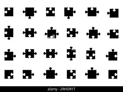 Puzzle pieces vector illustration isolated on white background. Puzzle pieces vector set. Separate puzzle pieces. Stock Vector
