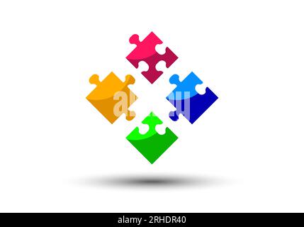 Puzzle pieces vector illustration isolated on white background. Puzzle pieces vector set. Separate puzzle pieces. Stock Vector