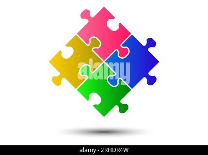 Puzzle pieces vector illustration isolated on white background.Puzzle pieces vector set. Separate puzzle pieces. Stock Vector