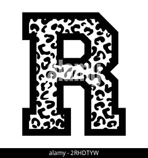 R letter leopard college sports jersey font on white background. Isolated illustration. Stock Photo