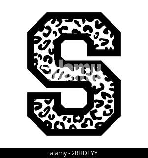 S letter leopard college sports jersey font on white background. Isolated illustration. Stock Photo