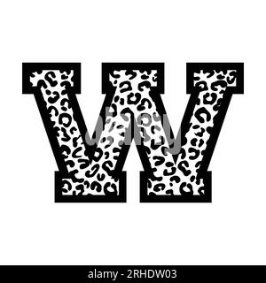 W letter leopard college sports jersey font on white background. Isolated illustration. Stock Photo