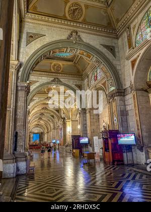 The right nave in the Metropolitan Cathedral of Santiago in Santiago, Chile. Stock Photo