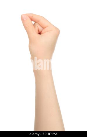 Hand shows virtual holding something isolated on a transparent ...