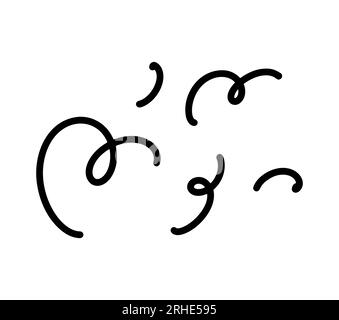 Black hand drawn curved swirled lines set. Scribble curly brush strokes vector collection pen doodle. Hand drawn calligraphy swirl, thin squiggle Stock Vector