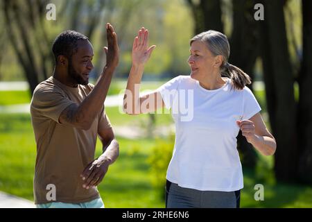 Couple having a nice run and feelinng good Stock Photo