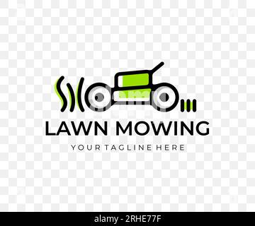 Lawn mower, mower, grass-cutter, mows grass, colored graphic design. Landscaping, grass, nature, garden and gardening, vector design and illustration Stock Vector