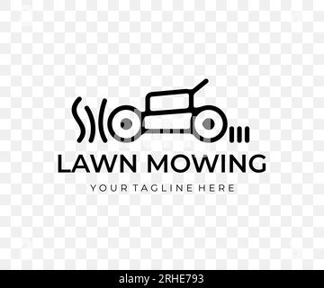 Lawn mower, mower, grass-cutter, mows grass, linear graphic design. Landscaping, grass, nature, garden and gardening, vector design and illustration Stock Vector