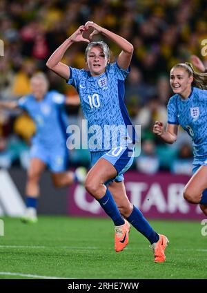 Sydney, Australia. 16th Aug, 2023. ELLA ANN TOONE of England celebrates after scoring a goal during the FIFA Women's World Cup 2023 match between Australia and England held at the Stadium Australia in Sydney, Australia. England won 3:1 and will face Spain in the finals. (Credit Image: © Luis Veniegra/ZUMA Press Wire) EDITORIAL USAGE ONLY! Not for Commercial USAGE! Stock Photo
