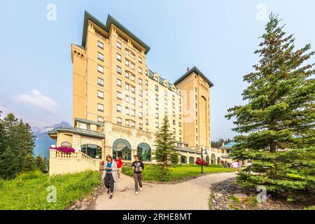Fairmont Hotel, Lake Louise Beautiful Nature and Tranquility Banff National Park, Canadian Rockies, Alberta, Canada.  Banff National Park, Alberta, Ca Stock Photo
