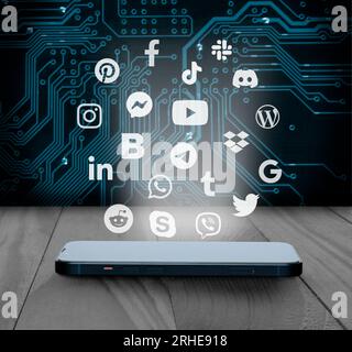 Digital technology background with social networking and interaction ...